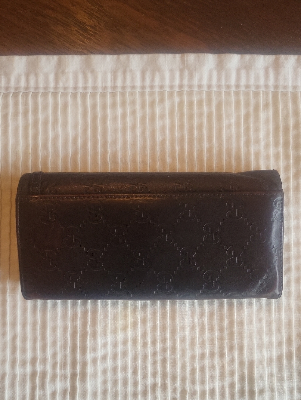 Gucci Dark Brown Leather Embossed GG Continental Wallet - Picture 3 of 9